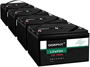 OGRPHY 4 Pack 12V 100Ah LiFePO4 Battery